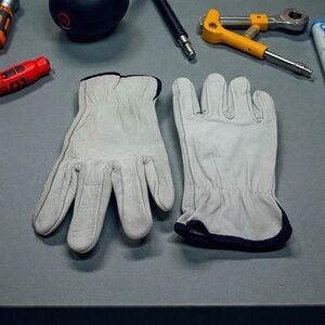 Men's XL White 100% Leather Work Gloves Heavy Duty Durable Utility Ranch
